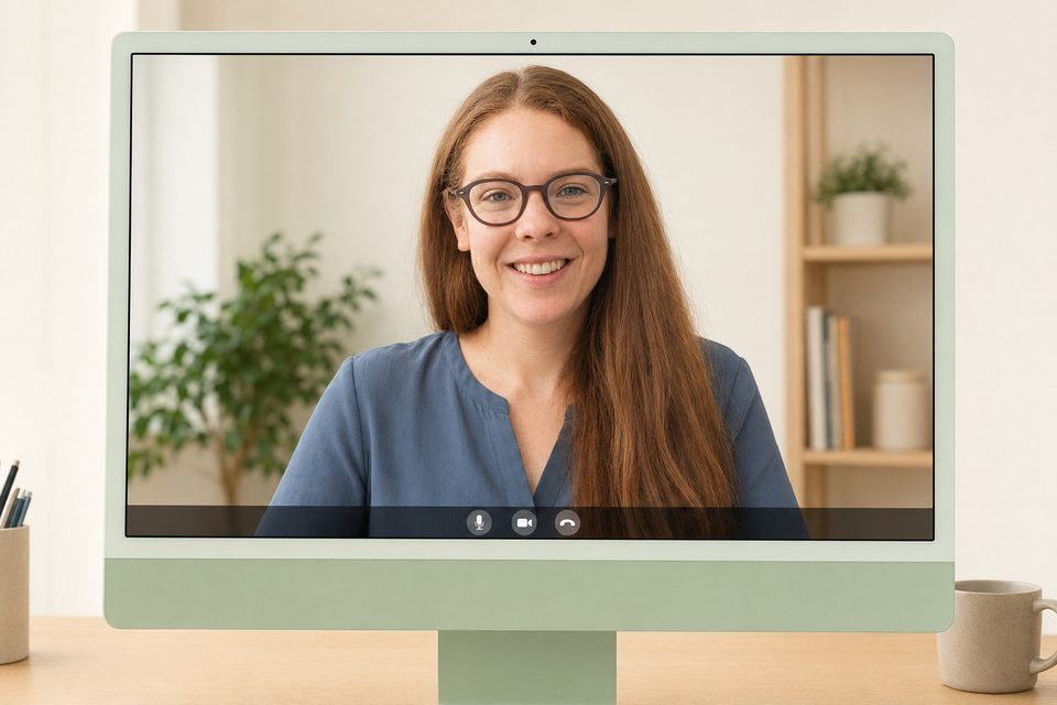 Dr. Melanie Zandler bei einem Online-Termin