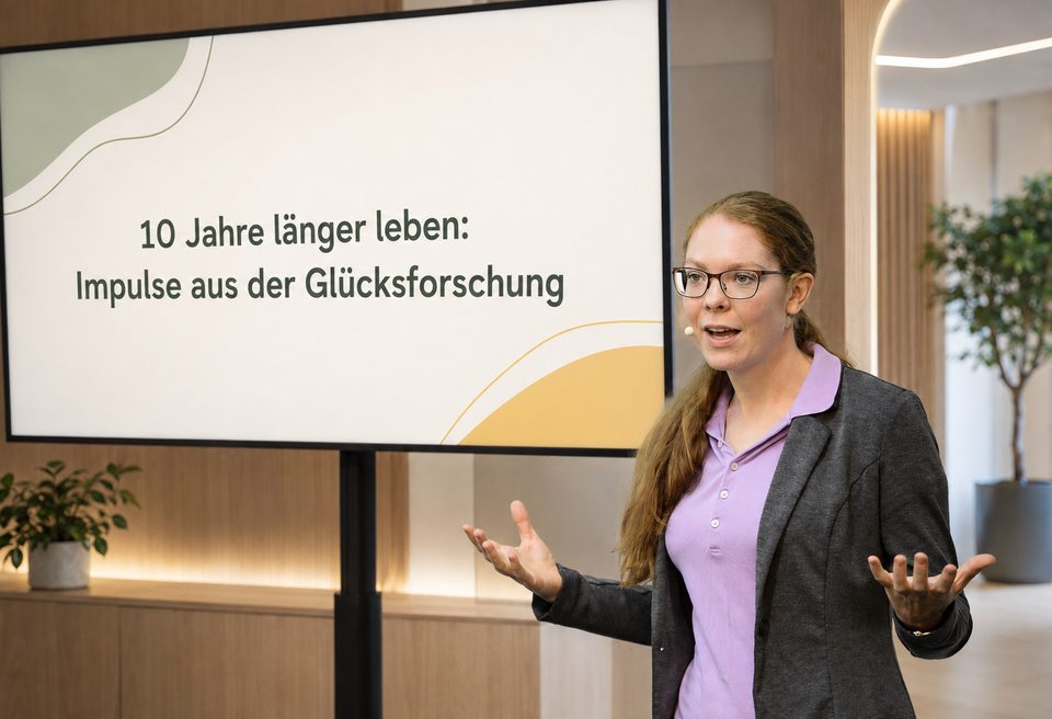 Dr. Melanie Zandler bei einem Vortrag zur Positiven Psychologie